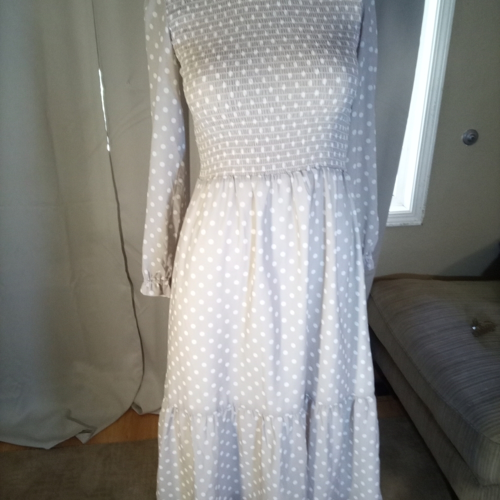 Elegant White Polka Dot Dress